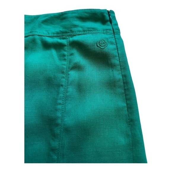 Olsen Green Linen Panelled A-Line Scalloped Hem Maxi Skirt - Size 14 - Picture 7 of 10